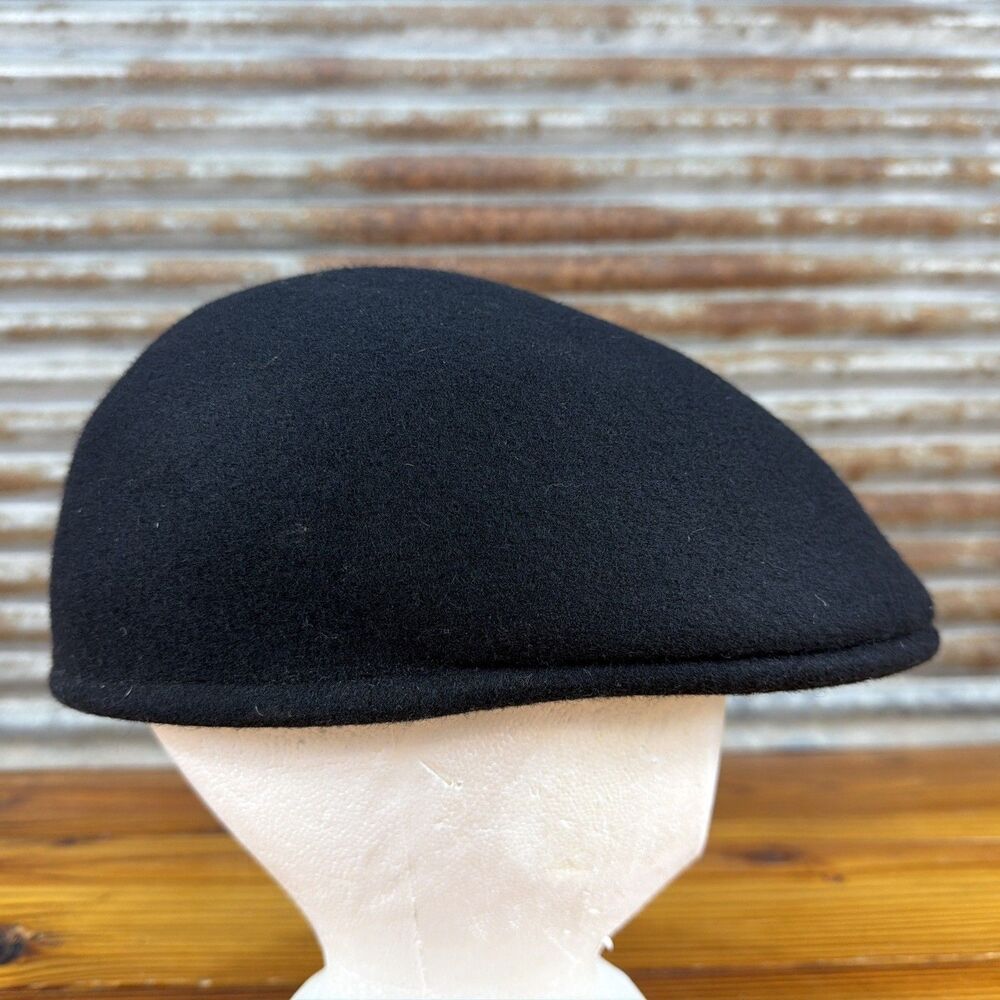 Vtg Stetson Hat XL Cabbie Newsboy Cuffley Cap Black Wool Made In Czech Republic